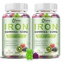 Iron Gummies for Women Men 65mg Iron & Vitamin C 250mg with B6 B12 Folate