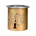 Iron Incense Warmer in Gold with Flower of Life Motif - Handmade, Tea Light Strainer, Aromatherapy Warmer, 8 cm Height - Ideal for Mediation and Spiritual Atmosphere