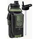 Iron Infidel Battle Bottle - 32 Oz Insulated Water Bottle with Straw Lid &amp; Chug Cap, Stainless Steel Metal Flask Includes Rugged, Removable Sleeve for Keys, Wallet, &amp; Phone (Widowmaker 1 Liter)