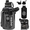 Iron Infidel Battle Bottle - Half Gallon Water Bottle Insulated, 64 oz Stainless Steel Water Jug with Paracord Handle - Gym Flask for Men with Rugged Sleeve for Storage (Betsy Ross 2 Liter)