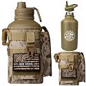 Iron Infidel Battle Bottle - Half Gallon Water Bottle Insulated, 64 oz Tactical Stainless Steel Water Jug with Handle - Gym Water Bottle with Rugged Sleeve for Storage (MARPAT 2 Liter)