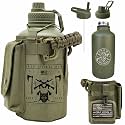 Iron Infidel Battle Bottle - Half Gallon Insulated Water Bottle with Paracord Handle, Large 64 oz Stainless Steel Water Jug with Rugged, Removable Sleeve for Keys, Wallet, &amp; Phone (Live Free 2 Liter)