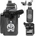 Iron Infidel Battle Bottle - Half Gallon Water Bottle Insulated, 64 oz Stainless Steel Water Jug with Handle - Gym Water Bottle for Men with Rugged Sleeve for Storage (Earned, Not Given 2 Liter)