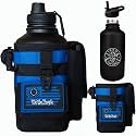 Iron Infidel Battle Bottle - Half Gallon Water Bottle Insulated, 64 oz Tactical Stainless Steel Water Jug with Handle - Gym Water Bottle with Rugged Sleeve for Storage (Cobalt 2 Liter)