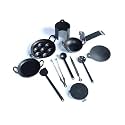 Iron Miniature Kitchen Set for Kids, Tiny Cookware Toys for Real Cooking Set, Ideal for Creative Playing - Set of 12 (Black)