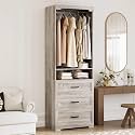 IRONCK Freestanding Closet System with Adjustable Shelves & 3 Drawers