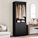 IRONCK Freestanding Closet System with Adjustable Shelves & 3 Drawers