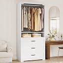 IRONCK Freestanding Closet System with Adjustable Shelves & 3 Drawers