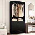 IRONCK Freestanding Closet System with Adjustable Shelves & 3 Drawers