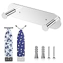 Ironing Board Hanger Wall Mount, Ironing Board Holder for Storage Y or T Leg, Metal Iron Board Hanger for Wall for Laundry Room (Silver)