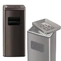 IRONWALLS Indoor Outdoor Garbage Can, Black Stainless Steel Commercial Trash Can with Lid, Industrial Waste Container, Decorative Trash Receptacle for Patio, Shopping Center, Office