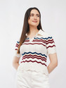 IROZI Casual ChevronZig Zag Women Multicolor Top