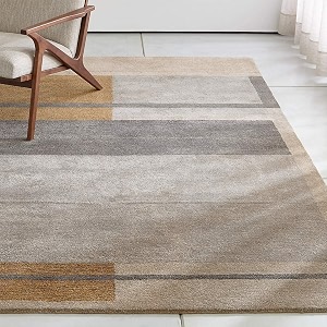 Irregular Shape Handmade Woolen Carpet Beige Colour