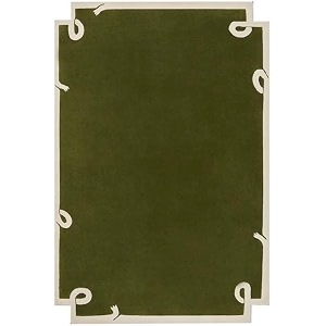 Irregular Shape Handmade Woolen Carpet Green Colour