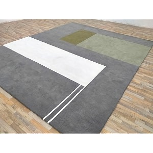 Irregular Shape Handmade Woolen Carpet Grey Colour