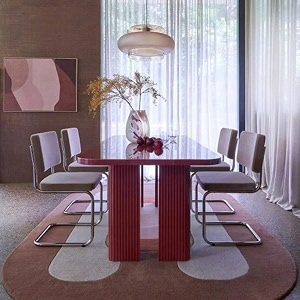 Irregular Shape Handmade Woolen Carpet Pink Colour