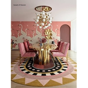 Irregular Shape Handmade Woolen Carpet Pink Colour