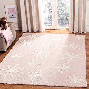 Irregular Shape Handmade Woolen Carpet Pink Colour