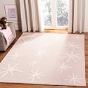 Irregular Shape Handmade Woolen Carpet Pink Colour