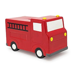 isaac jacobs ceramic red fire truck coin bank vehicle money bank home dcor piggy bank gift for kids teens and adults red fire truck