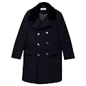 Isaac Mizrahi Boy's 2-20 Velvet Collar Quilt Lined Wool Blend Peacoat