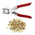 ISC Grommet Eyelet Plier Set | Eyelet Hole Punch Pliers Kit with 100 Metal Eyelets | Heavy Duty Grommet Tool Kit for Leather, Clothes, Belts, and DIY Projects