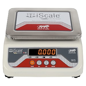 iscale i-03 20kg x 1g digital weighing scale with front and back red double display small stainless steel pan 7x934 for kirana shop grocery store and factory off-white