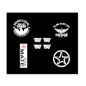 isee 360 bike sticker compatible for royal enfield combo kit 4 item included star re logo standard size sides tankbattery coverstemhelmet of water resistant stickers multicolored 2