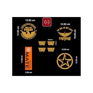 isee 360 bike sticker compatible for royal enfield combo kit 4 item included star re logo standard size sides tankbattery coverstemhelmet of water resistant stickers multicoloredvinyl