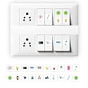 ISEE 360 Switch Id Stickers for Electric Board Appliances with 5 Radium Sticker Multicolor (White Vinyl, Home)