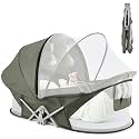 ISELECTOR Bedside Bassinet for Baby, Portable Baby Bassinet Travel Bed with Mosquito Net &amp; Sunshade, Lightweight Foldable Baby Crib with Easy-Clean Fabric for Home &amp; Outdoor