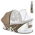 ISELECTOR Portable Baby Bassinet for Baby Travel, Baby Cribs Travel Pod for Outdoors Baby Lounger Infant Travel Bed with Mosquito Net and Sunshade Canopy, Lightweight Washable (Brown)