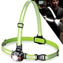 ISEYOU Running Lights for Runners, 500 Lumens Run Light with 360° Reflective Straps, IPX4 Waterproof & USB Rechargeable, 45° Adjustable Chest Running Light Vest for Night Walking, 4-16h Use Time