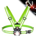 ISEYOU Running Lights for Runners, 500 Lumens Running Light with Rear Light, 45° Adjustable Tilt & IPX4 Waterproof Rechargeable Reflective Vest Gear for Night Walking/Cycling/Jogging/Hiking