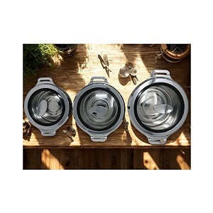isha kitchens bulberry klass casserole set stainless steel inner 100015002000 ml black set of 3