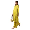 ishin Graceful Avacado Schiffli A Line Kurta