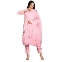 ishin Pink Floral thread work V-Neck Pure