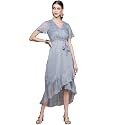 ishin Women39s Blue Chiffon Midi Dress