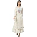 Ishin Women39s Cotton Regular Fit Anarkali Embellished