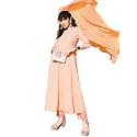 ishin Women39s Cotton Blend Peach Embroidered Anarkali