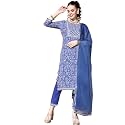ishin Women39s Cotton Embroidered A-Line Kurta Trouser
