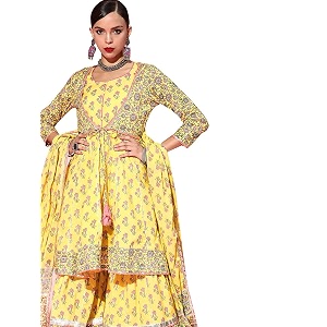 ishin Womens Cotton Kurta With Sharara