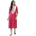 ishin Women39s Cotton A-Line Embroidered Beads and