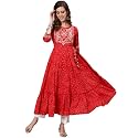 ishin Women39s Cotton Red Yoke Design Embroidered