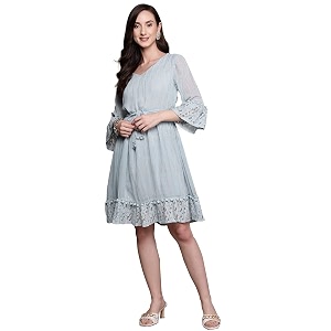 ishin Womens Knee-Length Embellished A-Line Dress