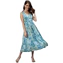 Ishin Women39s Midi Georgette Printed Bohemian Blue