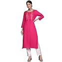 ishin Women39s Viscose Straight Embellished Straight Kurta
