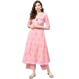 ishin Womens Pure Cotton Anarkali Printed Thread