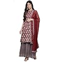 ishin Women39s Pure Cotton Maroon Abstract Printed