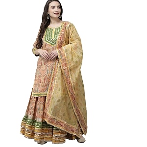 ishin Womens Rayon Burgundy Embellished A-Line Kurta